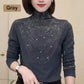 Blouse à manches longues et col montant rembourrée pour femme