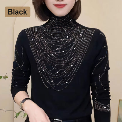 Blouse à manches longues et col montant rembourrée pour femme