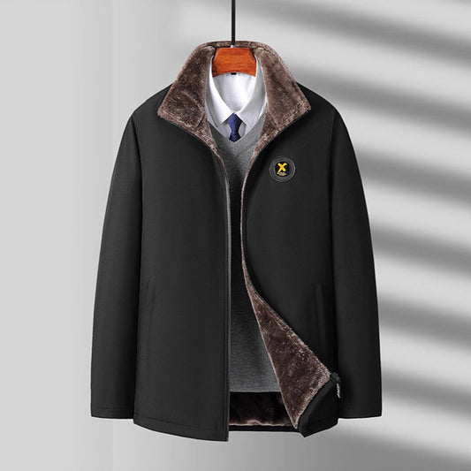 Veste chaude doublée en peluche pour homme