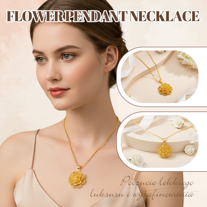 Élégant collier pendentif fleur doré