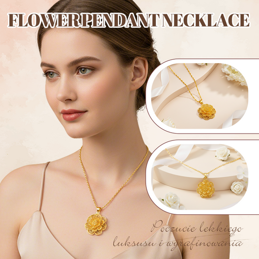 Élégant collier pendentif fleur doré