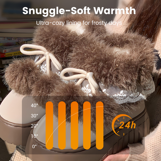 Platforme à enfiler pour femmes, chaude et moelleuse, avec pompon