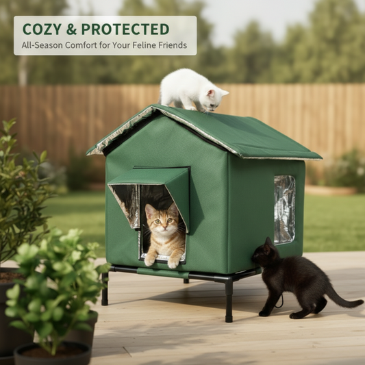 Maison pour Chat d’Extérieur ✅ Imperméable & Surélevée | Isolante et Pliable 🐱 -53% AUJOURD’HUI 🔥
