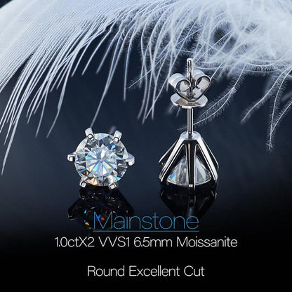 Superbes boucles d'oreilles classiques à six griffes avec diamants