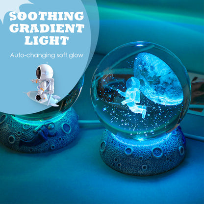 Lampe de nuit boule de cristal lumineuse avec socle en résine