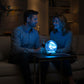 Lampe de nuit boule de cristal lumineuse avec socle en résine