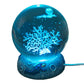 Lampe de nuit boule de cristal lumineuse avec socle en résine