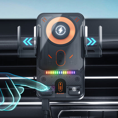Support de téléphone rotatif intelligent et chargeur sans fil 2-en-1 pour voiture