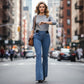 💎 50% DE RÉDUCTION ! 💎 Jean Évasé Taille Haute pour Femme – Denim Stretch, Silhouette Allongée & Confort Absolu 👖💙