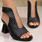 💐Sandales à Talons Bout Ouvert – Tissage Chic & Talon Bloc Stable💃✨