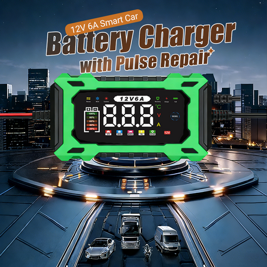 🔋50% DE RÉDUCTION!🚗Chargeur de Batterie de Voiture Intelligent 12V 6A – Fonction de Réparation Par Impulsions, Écran LCD & Sécurité Maximale 🛡️