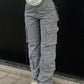 Pantalon cargo gris pour femme