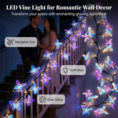 📢📢60 % de réduction !! ⏰Guirlande lumineuse LED à lianes et papillons romantiques