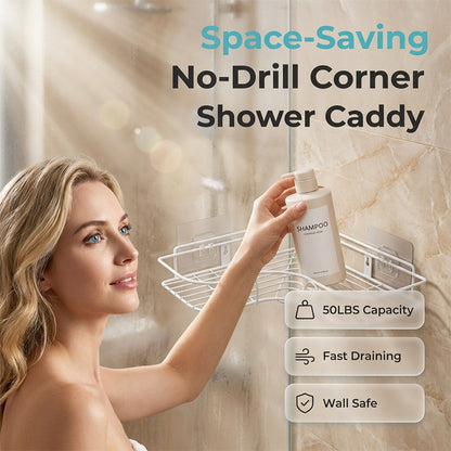 Panier de douche d'angle gain de place sans perçage