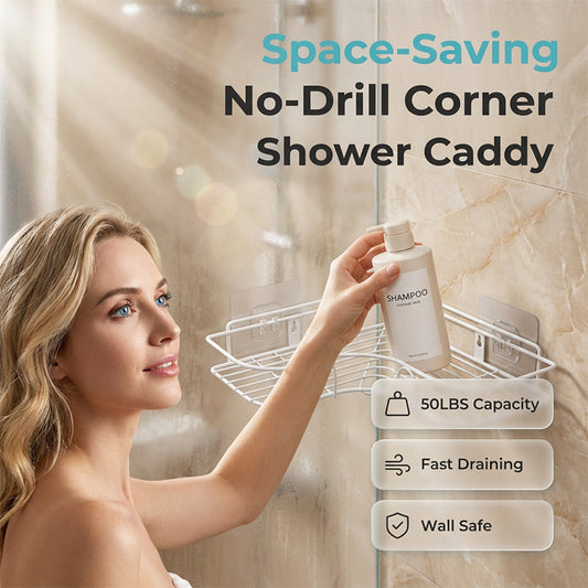 Panier de douche d'angle gain de place sans perçage
