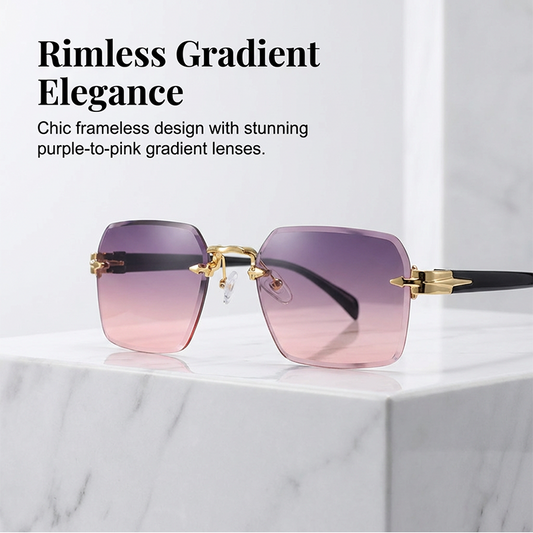 Lunettes de soleil rectangulaires sans monture pour hommes et femmes