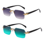 Lunettes de soleil rectangulaires sans monture pour hommes et femmes