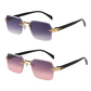 Lunettes de soleil rectangulaires sans monture pour hommes et femmes
