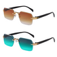 Lunettes de soleil rectangulaires sans monture pour hommes et femmes