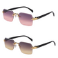 Lunettes de soleil rectangulaires sans monture pour hommes et femmes