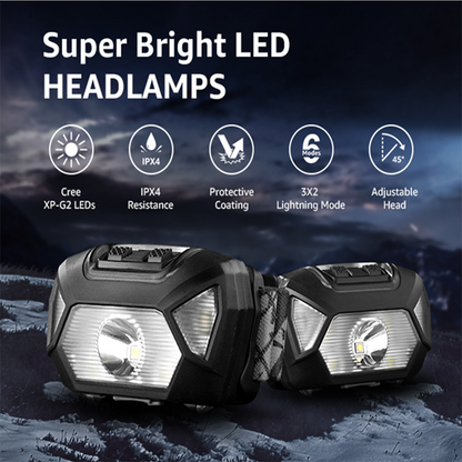 Lampe frontale à double faisceau ultra-lumineuse pour le camping et la randonnée
