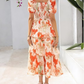 🔥Dernier jour de soldes : 50 % de réduction🔥Robe longue en mousseline à volants et imprimé floral pour femme - Manches courtes et encolure carrée