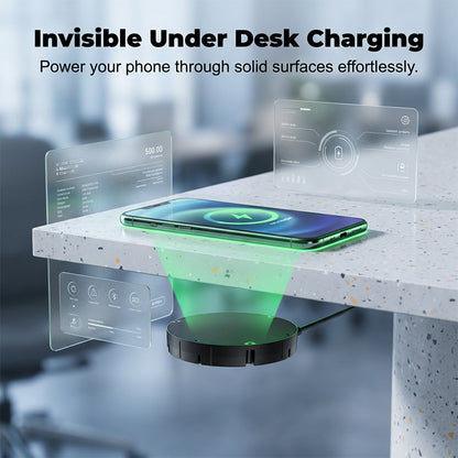 Chargeur sans fil invisible sous le bureau