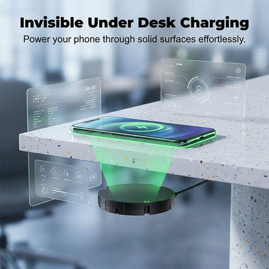 Chargeur sans fil invisible sous le bureau