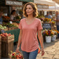 T-shirt décontracté à manches courtes et col en V pour femme