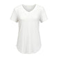 T-shirt décontracté à manches courtes et col en V pour femme