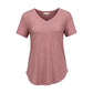 T-shirt décontracté à manches courtes et col en V pour femme