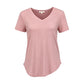 T-shirt décontracté à manches courtes et col en V pour femme