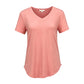 T-shirt décontracté à manches courtes et col en V pour femme