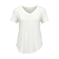 T-shirt décontracté à manches courtes et col en V pour femme