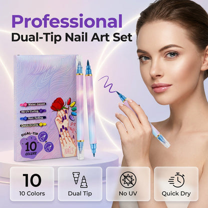 Coffret de 10 feutres nail art à double pointe