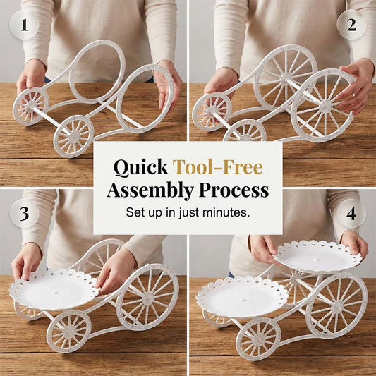 Chariot de service à deux étages 🍰 Déplacez-le où vous voulez, servez avec élégance – Deux étages spacieux et des roulettes maniables ✨