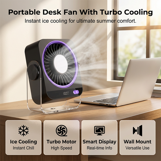 Ventilateur Portable de Bureau et Mural avec Écran LED
