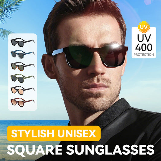 Lunettes de soleil carrées unisexes élégantes avec protection UV400