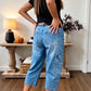 👖 LIMITED-TIME 55% OFF! ✨ Pantalon en jean court et extensible pour femme, style décontracté – coupe « barrel », taille mi-haute, plusieurs poches 🌿