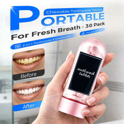 Comprimés de dentifrice à croquer portables pour une haleine fraîche - Paquet de 30