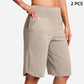 Short de Yoga Taille Haute pour Femme avec Poches