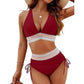 🌺Promotion 40% de réduction 👙Ensembles de bikinis à taille haute avec contrôle de l'abdomen et blocs de couleurs
