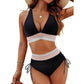 🌺Promotion 40% de réduction 👙Ensembles de bikinis à taille haute avec contrôle de l'abdomen et blocs de couleurs