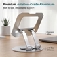 Support de tablette réglable en aluminium avec base rotative
