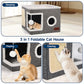 🐾🏠 Maison cube pliable 2-en-1 pour chat – Design bi-niveau, griffoir intégré, confort toutes saisons, un espace jeu et repos compact, facile à ranger et à déplacer 🧺✨