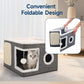 🐾🏠 Maison cube pliable 2-en-1 pour chat – Design bi-niveau, griffoir intégré, confort toutes saisons, un espace jeu et repos compact, facile à ranger et à déplacer 🧺✨