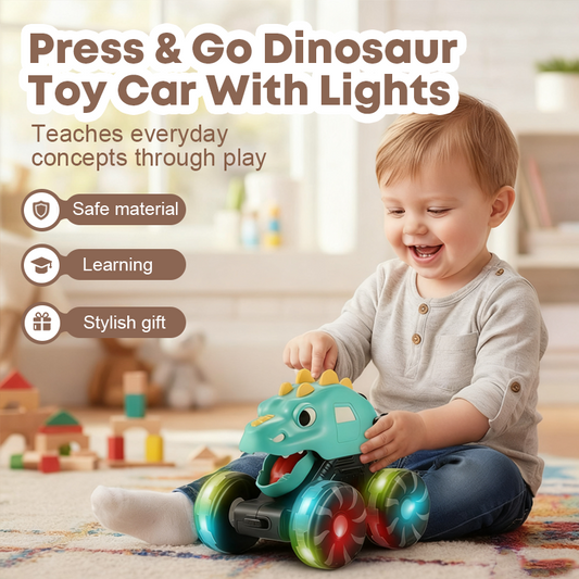 Voiture Jouet Dinosaure « Appuie et Pars » avec Lumières