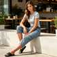 Pantalon cargo capri taille haute pour femme