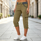 Pantalon cargo capri taille haute pour femme