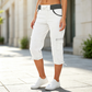 Pantalon cargo capri taille haute pour femme